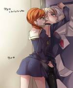 Elsa X Anna In High School Uniform