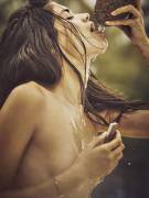 Sara Sampaio Drinking Coconut Water