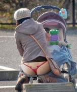 Candid Mum Showing Thong