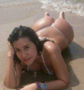 Wet Big Ass In Thong On The Beach