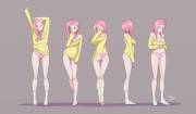 Fluttershy At Different Angles [Humanized] (Artist:trebuxet)