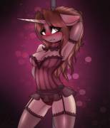 Pole Dancing Mare In Lingerie [Anthro] (Artist:harmoniousrain)