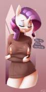 Rarity Wearing An Open-Nipple Sweater [Anthro] (Artist:siden)