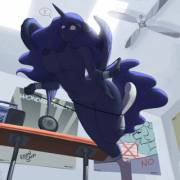 Princess Luna Working Out In The Nude [Anthro] (Artist:kevinsano)