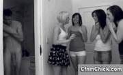 4 Girls Laugh And Joke As Guy Walks Out The Shower [Gif]
