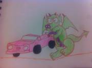 Green Dragon Pink Car