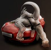 Slutty Sports Coupe Gives Dragon A Hoodjob