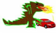 Crude Drawing Of A Dragon Absolutely Going To Town On A Car