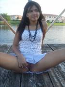 Cute Teen Flashing Her Pussy!!