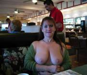 Mom Boobs At Lunch