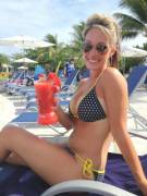 Enjoying A Cool Drink In A Hot Two-Piece