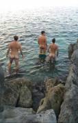 Italian Boys Enjoying The Summer Water