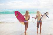 Two Bleach Blonde Surfer Chicks