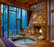 Indoor Fireplace And A Hot Bath 