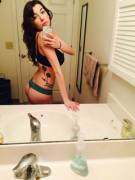 Curly Brunette Hair, Big Eyes, Flat Ass, Big Tits In Sports Bra, Flower Tattoo On ...