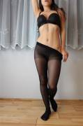 Silky Black Pantyhose :) I Love Them ! - Self Post!