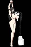 [Anime] Big-Breasted Hucow Is Milked Standing In Bondage