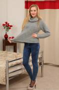 Beth Lily In Grey Sweater And Tight Jeans