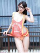 Black Long Hair Glases Asian Beauty