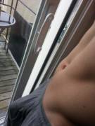 He Thought I Was Just Checking My Phone. Had To Sneak A Shot Of His Morning Bulge!!