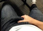 In The Office, Waiting On Hold, Holding My Hard Dick ;-)