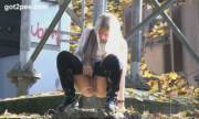 Seductive Blonde Relieves Herself As She Sprays Piss While Outside In The Sun