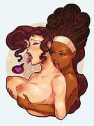 Calliope Grabbing Ahold Of Megara's Ample Bosom (Cinnabarbie)