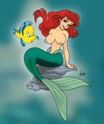 Flounder Can't Believe How Much Ariel Has Grown!