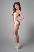 Brunette In Gold And Heels
