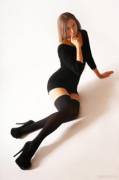 Black Dress And Stockings.