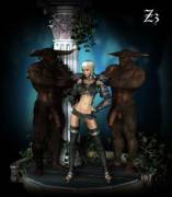 Minotaurs Having Their Way With A Tiny Blonde Elf