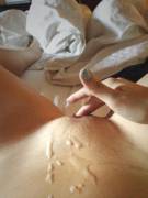 Getting Myself Off With His Cum. Who Wants To Add To This Load?
