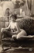 Vintage Nude On Couch, Late 1800S (France? Not Sure Of That Inscription)