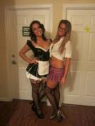 Schoolgirl And A Maid On Halloween