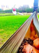 Peekaboo From Inside My Hammock, With No Shortage Of People Around Me