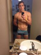 Showing Off A Little Wood In His Boxers