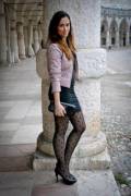 Fashion Blogger In Spotted Tights