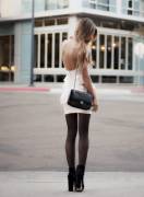 White Dress, Black Tights