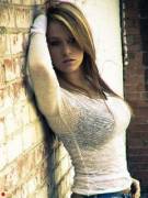 Black Bra Under A Thin Shirt.