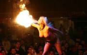 Topless Girl And A Fire
