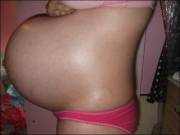 Enormous Belly In Sexy Pink Underwear