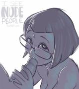 Nerd Raven Sucking Cock