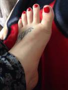 Toenails Are Red This Week! (Sole Pic In Comments)