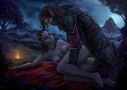 [Elf Art] A Pair Of Dunmer Making Love By Moonlight [Ottomarr]