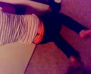 Tugging Her Striped Panties