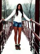 Brown Tights In Shorts On A Winter Day