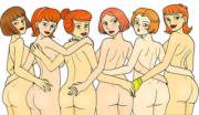 Cartoon Milf's Asses Lined Up In A Row