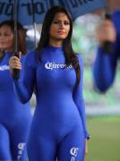 Brunette In Blue Corona Bodysuit