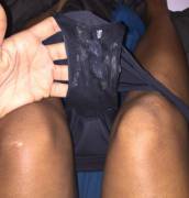 So Much Cream On These Black Panties :)