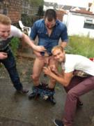 Showing The Lads His Shave Job.